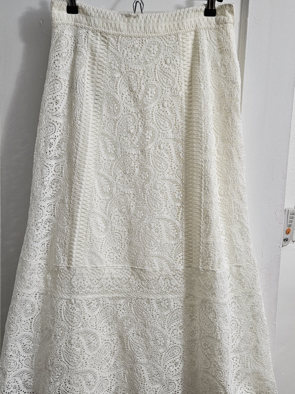 ba&sh Ivory Lace Panel Skirt with Gray Lining